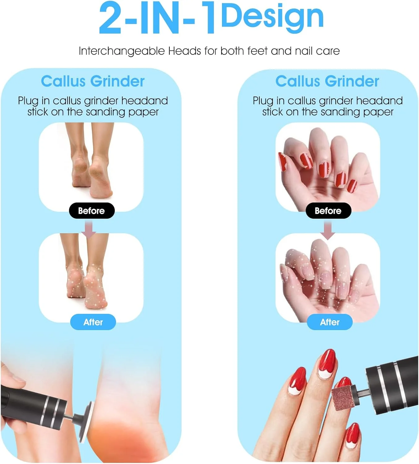 سوهان برقی پدیکور و از بین برنده پینه پا ADVEZO، دو جهته قابل شارژ با سرعت قابل تنظیم، ابزار حرفه ای پدیکور برای پوست مرده و پاشنه های ترک خورده، سوهان ناخن قابل حمل 2 در 1 (مشکی) سوهان برقی پدیکور و از بین برنده پینه پا ADVEZO، دو جهته قابل شارژ با سرعت قابل تنظیم، ابزار حرفه ای پدیکور برای پوست مرده و پاشنه های ترک خورده، سوهان ناخن قابل حمل 2 در 1 (مشکی)