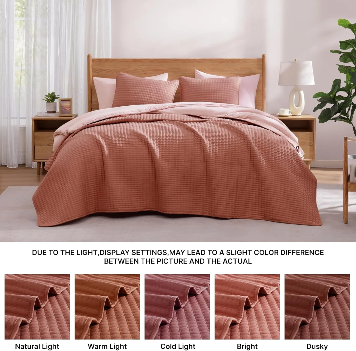 لحاف کویین WRENSONGE - ست روتختی 3 تکه طرح برگ پاییزی، لحاف سایز کویین مناسب تمام فصول، روتختی نرم به همراه 2 روبالشی مناسب تخت و مبل