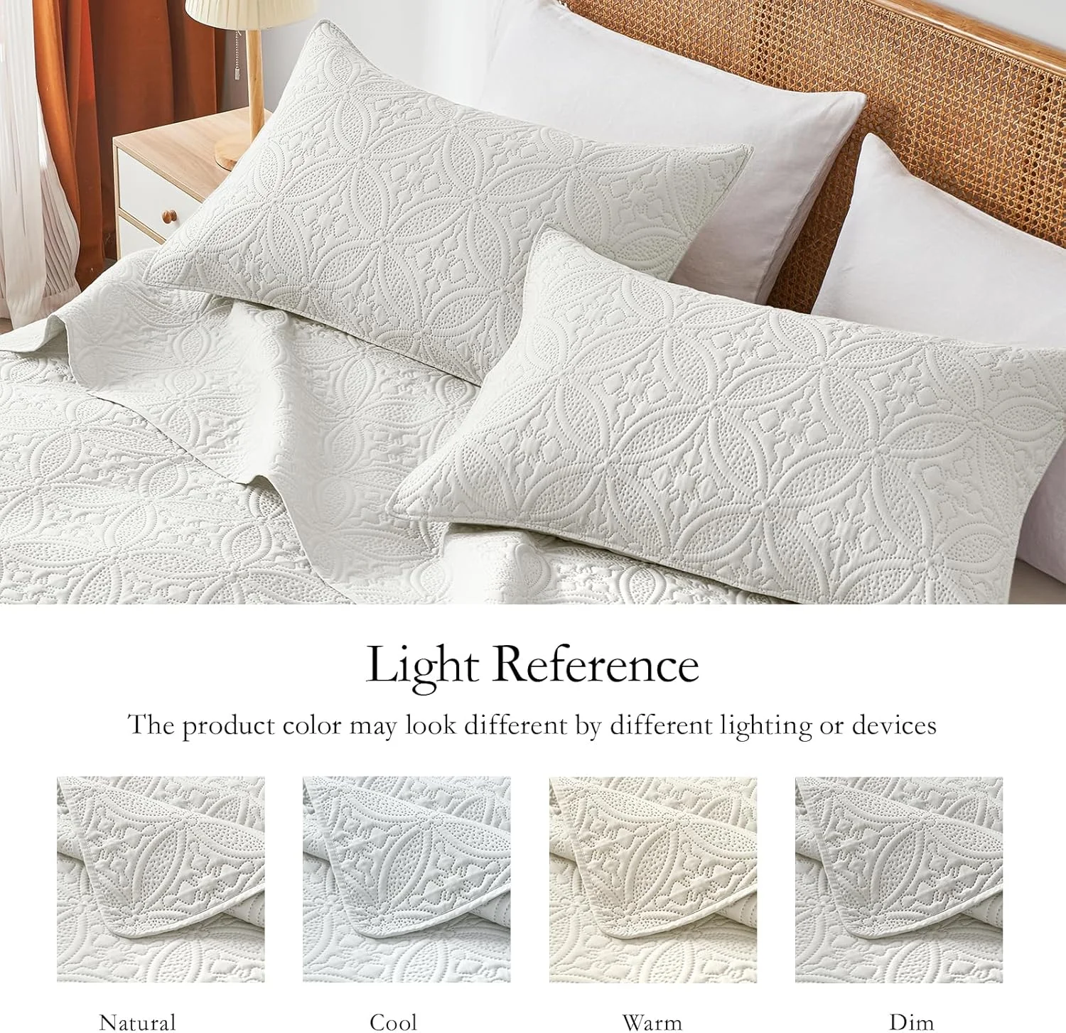 ست لحاف دو نفره WURUIBO کرم، روتختی های سبک وزن میکروفیبر، رو تختی یکدست برجسته اولتراسونیک، ست رختخواب نازک برای تمام فصل ها، روکش تخت نرم و تنفسی (1 لحاف، 1 رو بالشتی)