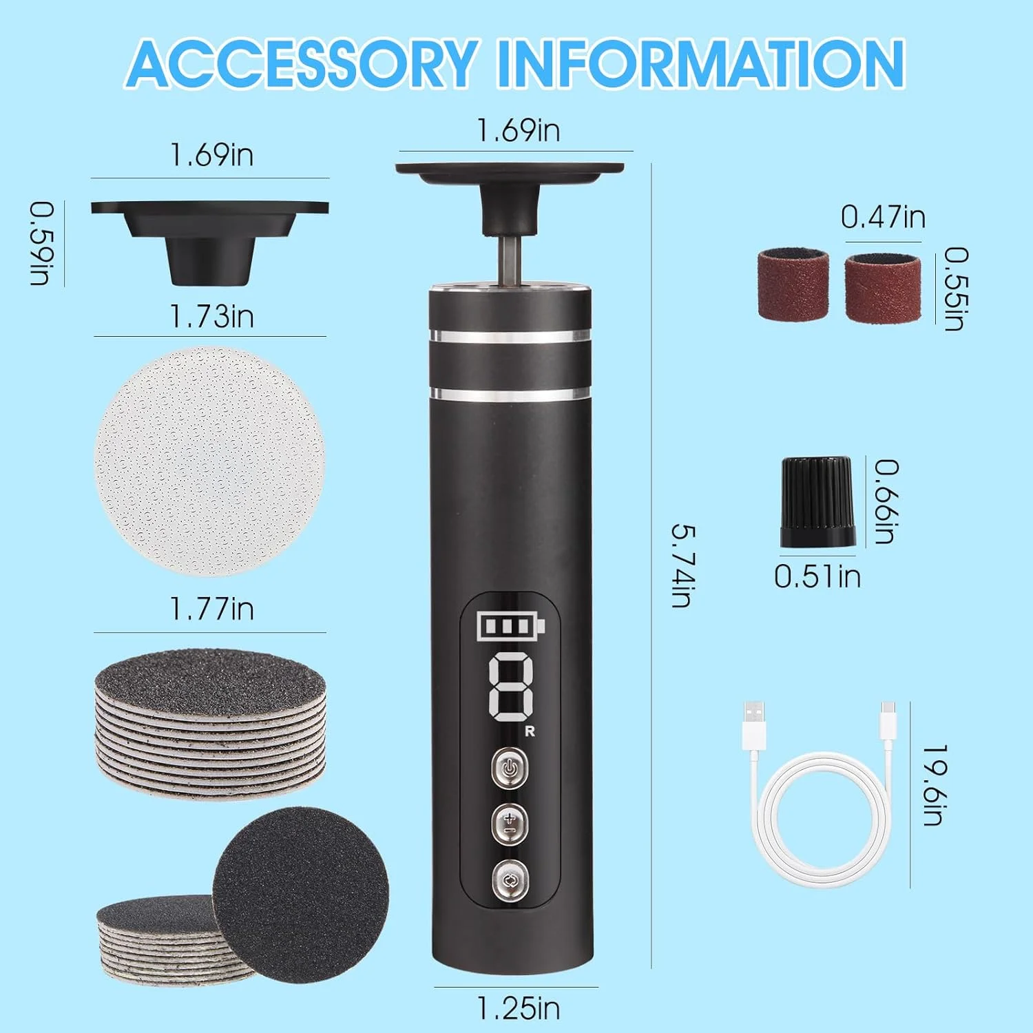 سوهان برقی پدیکور و از بین برنده پینه پا ADVEZO، دو جهته قابل شارژ با سرعت قابل تنظیم، ابزار حرفه ای پدیکور برای پوست مرده و پاشنه های ترک خورده، سوهان ناخن قابل حمل 2 در 1 (مشکی) سوهان برقی پدیکور و از بین برنده پینه پا ADVEZO، دو جهته قابل شارژ با سرعت قابل تنظیم، ابزار حرفه ای پدیکور برای پوست مرده و پاشنه های ترک خورده، سوهان ناخن قابل حمل 2 در 1 (مشکی)