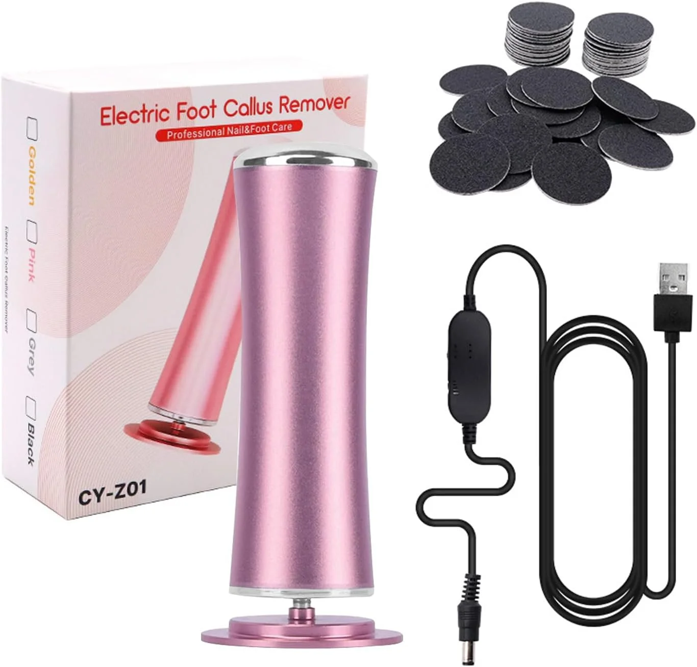 سوهان برقی پدیکور پا 500 دور در دقیقه: ابزار حرفه ای پدیکور برای از بین بردن پینه - دستگاه سنگ پا برقی برای پوست و پینه با 60 عدد دیسک سمباده سوهان برقی پدیکور پا 500 دور در دقیقه: ابزار حرفه ای پدیکور برای از بین بردن پینه - دستگاه سنگ پا برقی برای پوست و پینه با 60 عدد دیسک سمباده