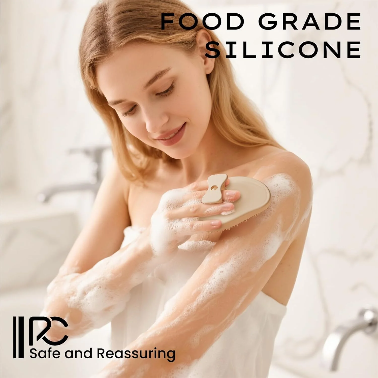 لیف سیلیکونی بدن رنا کریس، لایه بردار ملایم سیلیکونی برای انواع پوست، برس حمام دسته دار برای زنان و مردان، پاک کننده عمیق و کف کننده مناسب برای حمام لیف سیلیکونی بدن رنا کریس، لایه بردار ملایم سیلیکونی برای انواع پوست، برس حمام دسته دار برای زنان و مردان، پاک کننده عمیق و کف کننده مناسب برای حمام