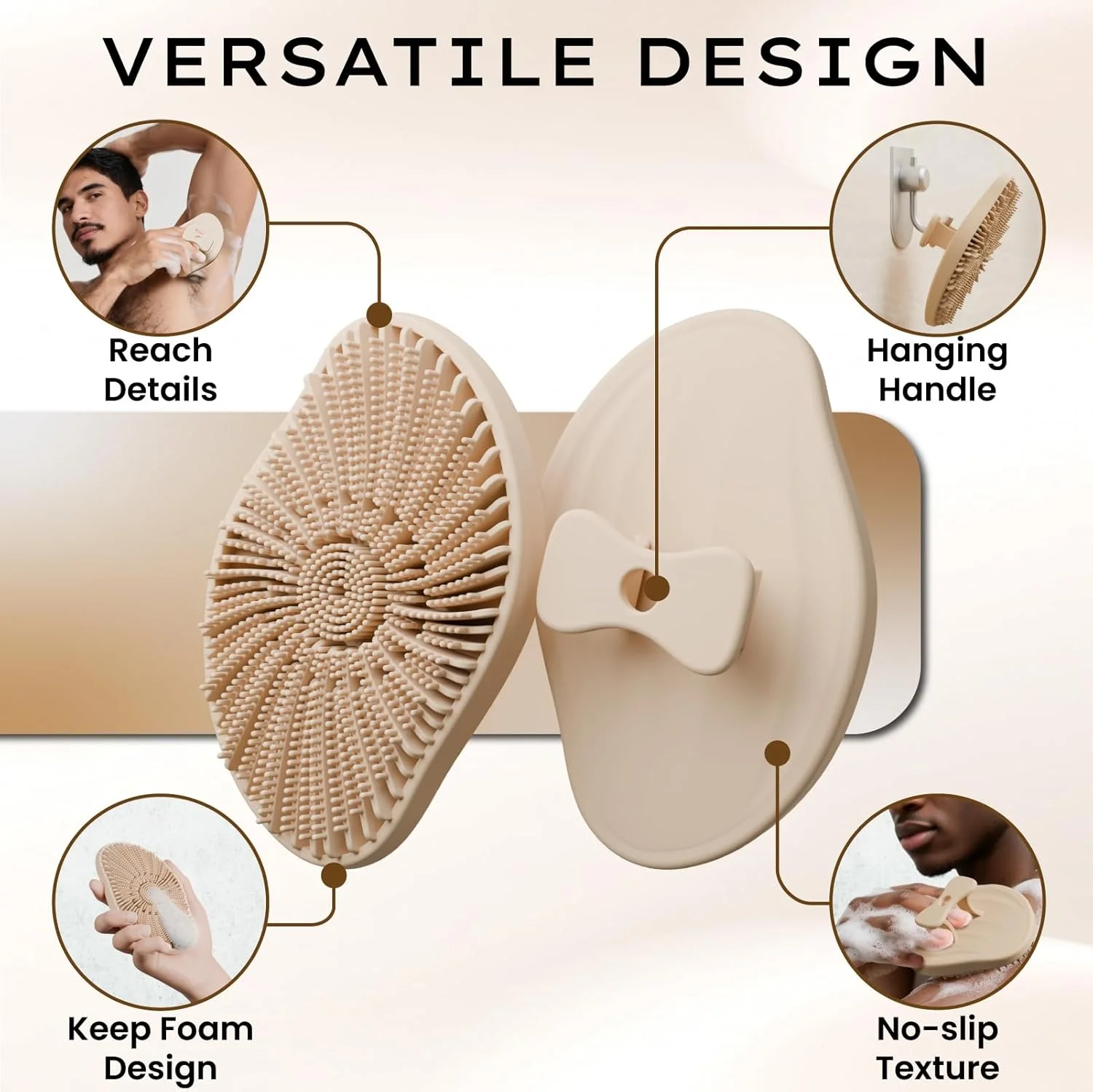 لیف سیلیکونی بدن رنا کریس، لایه بردار ملایم سیلیکونی برای انواع پوست، برس حمام دسته دار برای زنان و مردان، پاک کننده عمیق و کف کننده مناسب برای حمام لیف سیلیکونی بدن رنا کریس، لایه بردار ملایم سیلیکونی برای انواع پوست، برس حمام دسته دار برای زنان و مردان، پاک کننده عمیق و کف کننده مناسب برای حمام