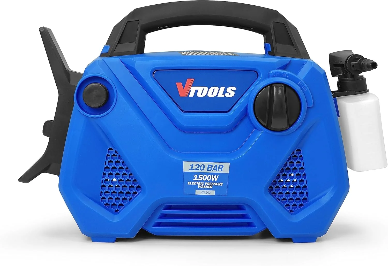 کارواش برقی 120 بار 1500 وات VTOOLS با شلنگ 3 متری و مخزن مواد شوینده، جمع و جور و سبک وزن، دارای دسته حمل داخلی، سیستم توقف خودکار، کارواش برای خودرو، خانه و باغ، آبی، VT1503 کارواش برقی 120 بار 1500 وات VTOOLS با شلنگ 3 متری و مخزن مواد شوینده، جمع و جور و سبک وزن، دارای دسته حمل داخلی، سیستم توقف خودکار، کارواش برای خودرو، خانه و باغ، آبی، VT1503