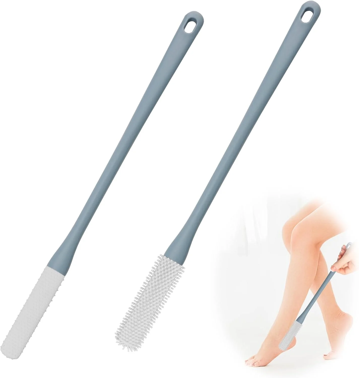 برس تمیز کننده بین انگشتان پا Pahysa، برس نرم پا، اسکرابر پا، ابزار لایه بردار پا در شوینده حمام با دسته بلند، اپلیکاتور لوسیون لایه بردار پوست برای سالمندان، مردان و زنان (خاکستری)