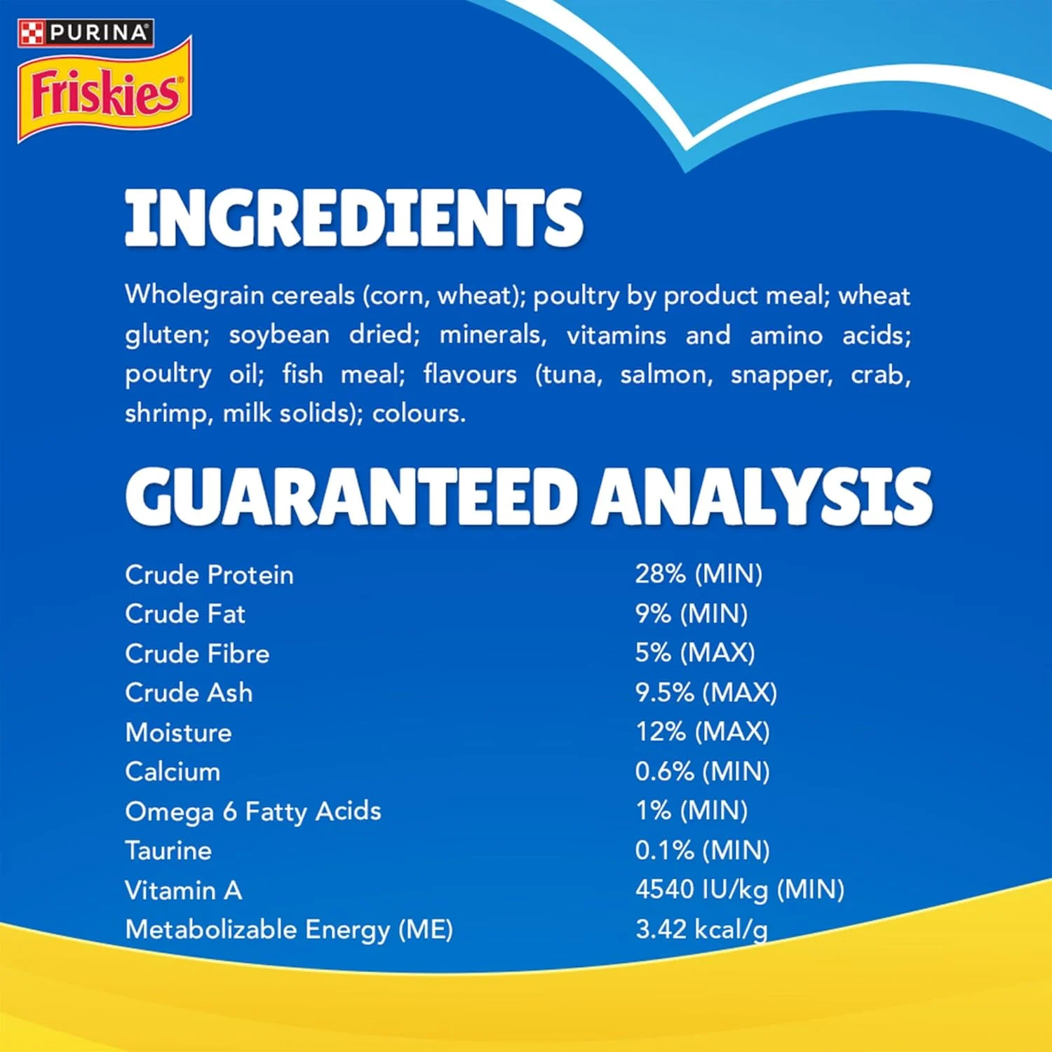 غذای خشک گربه بالغ FRISKIES با طعم غذاهای دریایی، طعم های ماهی تن، سالمون، ماهی سفید، خرچنگ و میگو، 1 کیلوگرم، بسته غذای خشک گربه بالغ FRISKIES با طعم غذاهای دریایی، طعم های ماهی تن، سالمون، ماهی سفید، خرچنگ و میگو، 1 کیلوگرم، بسته