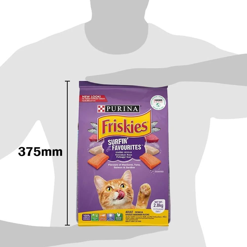 غذای گربه FRISKIES Surfin' Favourites، طعم های ماهی خال مخالی، ماهی تن، ماهی سالمون و ساردین، 2.5 کیلوگرم، بسته بندی، بزرگسال، خشک غذای گربه FRISKIES Surfin' Favourites، طعم های ماهی خال مخالی، ماهی تن، ماهی سالمون و ساردین، 2.5 کیلوگرم، بسته بندی، بزرگسال، خشک