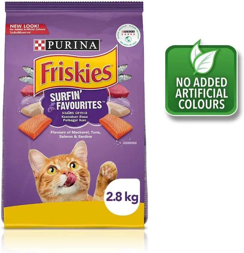 غذای گربه FRISKIES Surfin' Favourites، طعم های ماهی خال مخالی، ماهی تن، ماهی سالمون و ساردین، 2.5 کیلوگرم، بسته بندی، بزرگسال، خشک غذای گربه FRISKIES Surfin' Favourites، طعم های ماهی خال مخالی، ماهی تن، ماهی سالمون و ساردین، 2.5 کیلوگرم، بسته بندی، بزرگسال، خشک