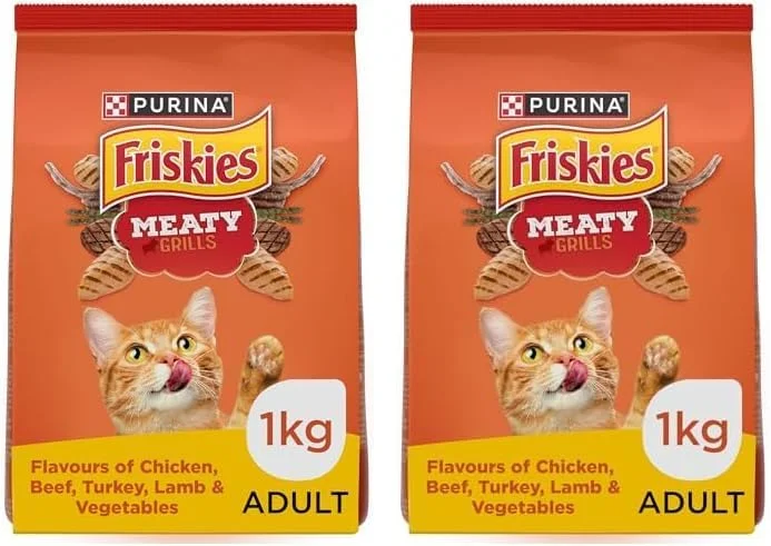 غذای خشک گربه با طعم گوشت کبابی Friskies Purina یک کیلوگرمی (بسته 2 عددی)