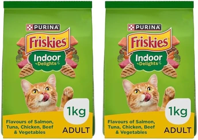 غذای خشک گربه بالغ Purina Friskies مدل Indoor Delights وزن 1 کیلوگرم (بسته 2 عددی)