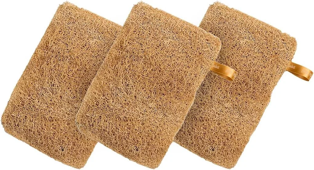 Nat Habit - Back To Natural Secrets Everyday ural Sun Dried Bath Loofah | Body Sponge & Scrubber for Men & Women | Organic Luffa for Bath Shower Skin Exfoliation (Pack of 3)