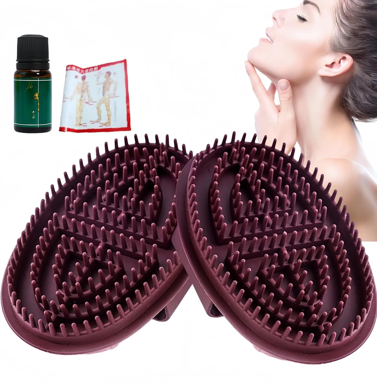 2 عدد برس ماساژ بدن مریدین، برس فشار مریدین، برس ماساژ بدن، برس های ماساژ بدن برای تسکین خستگی عضلات، اسکرابر سیلیکونی بدن، برس های مریدین با روغن ماساژ