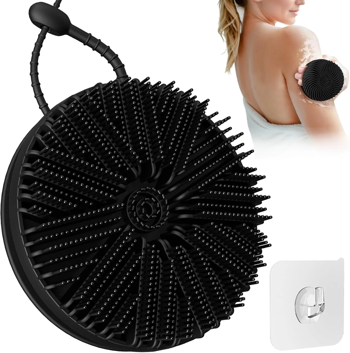 لیف سیلیکونی دو طرفه بدن Manmihealth برای حمام، برس لیف سیلیکونی 2 در 1 برای مردان و زنان، لیف نرم سیلیکونی، کف کننده خوب، لایه بردار ملایم (مشکی)