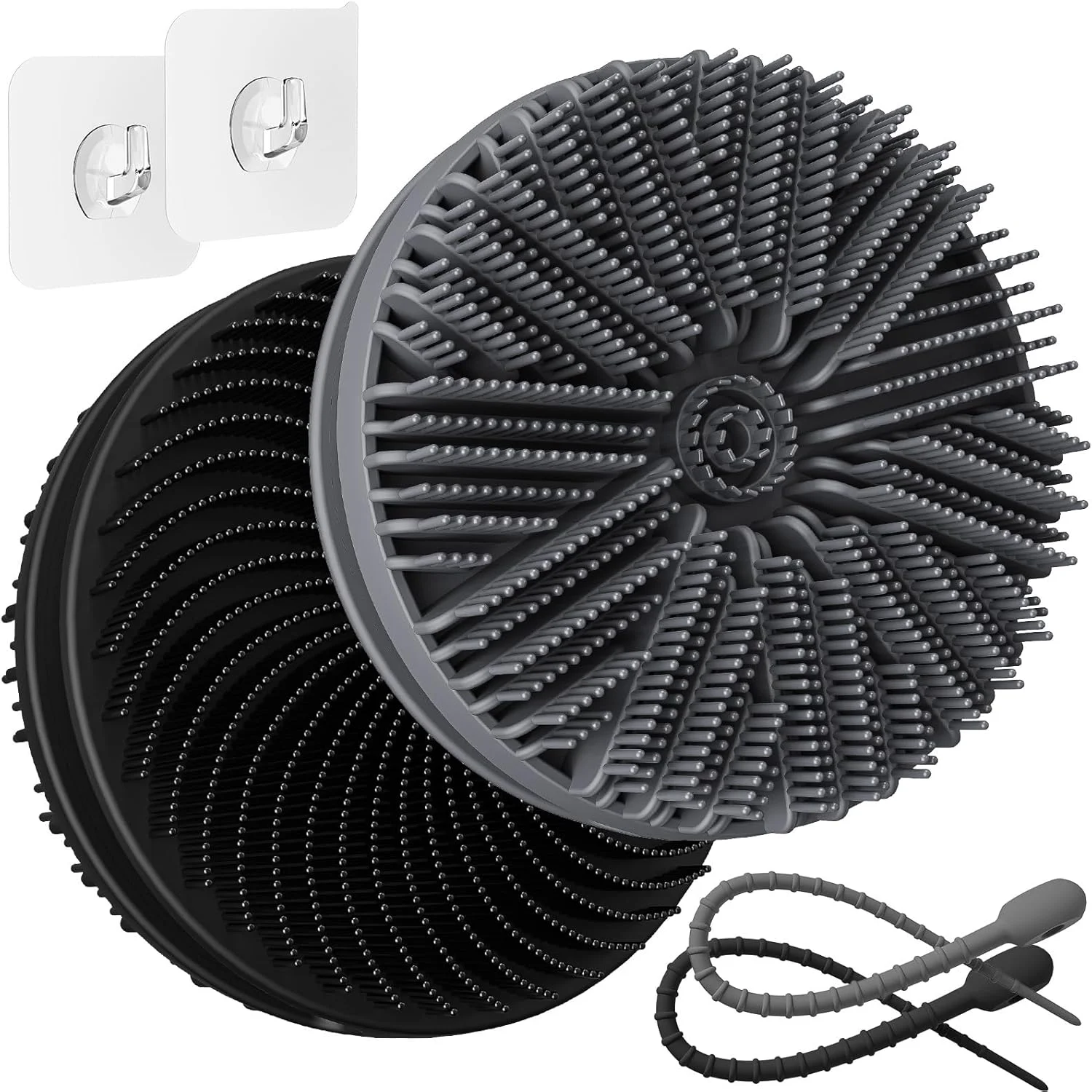 لیف سیلیکونی دو طرفه بدن Manmihealth برای حمام 2 عددی، برس لیف سیلیکونی 2 در 1 برای آقایان و بانوان، لیف نرم سیلیکونی، کف فراوان، لایه برداری ملایم (مشکی+خاکستری)