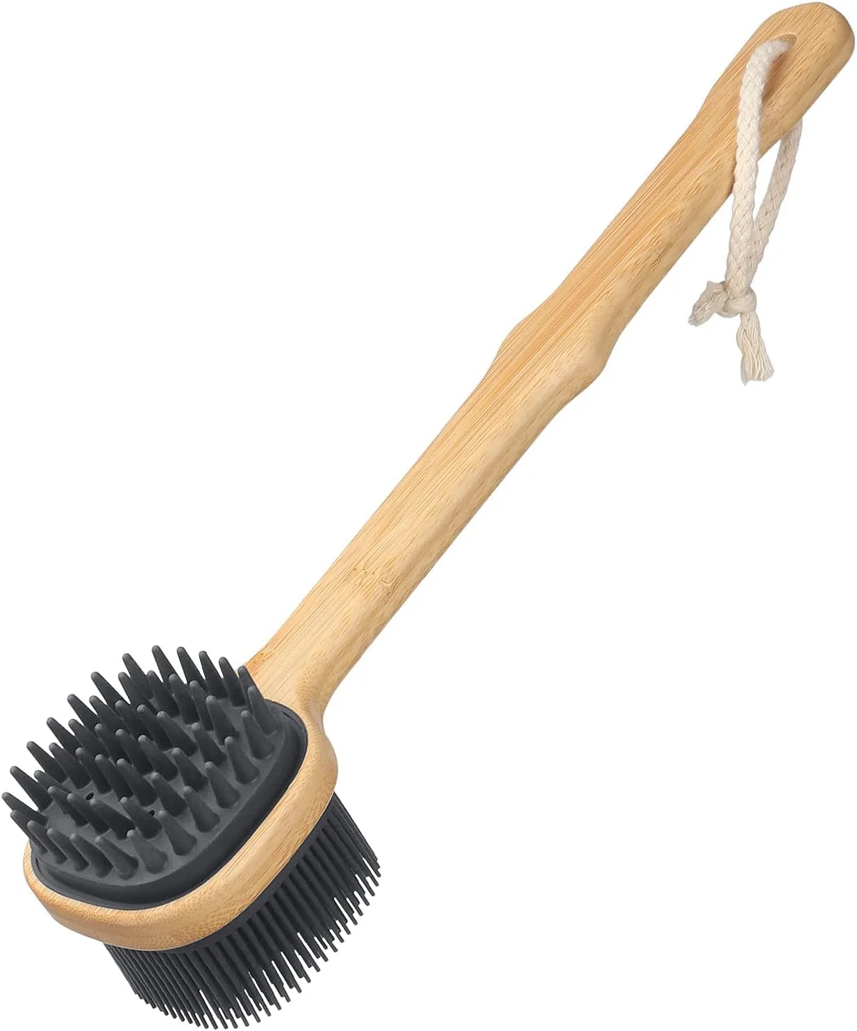 برس پشت شوی سیلیکونی نرم دسته بلند MAKINGTEC، برس 2 در 1 حمام و شامپو، لایه بردار بدن برای برس زدن مرطوب یا خشک، برای بدن مردان و زنان، بدون BPA، ضد لغزش