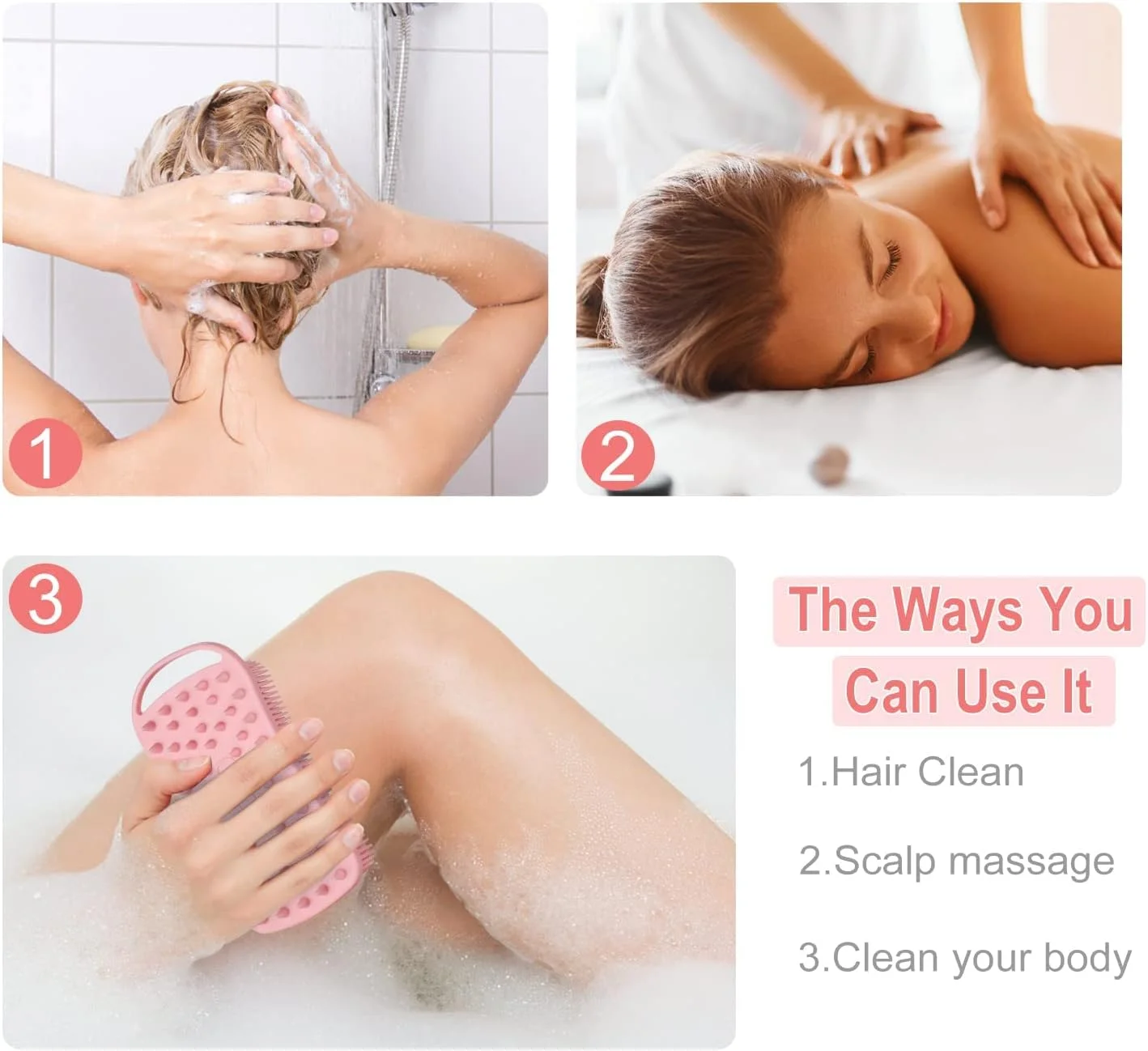 لیف سیلیکونی بدن KASTWAVE، 2 عدد لیف لایه بردار بدن، لیف نرم سیلیکونی، برس حمام و شامپو 2 در 1، پاک کننده و لایه بردار پوست برای پوست های حساس و انواع پوست (صورتی + مشکی)