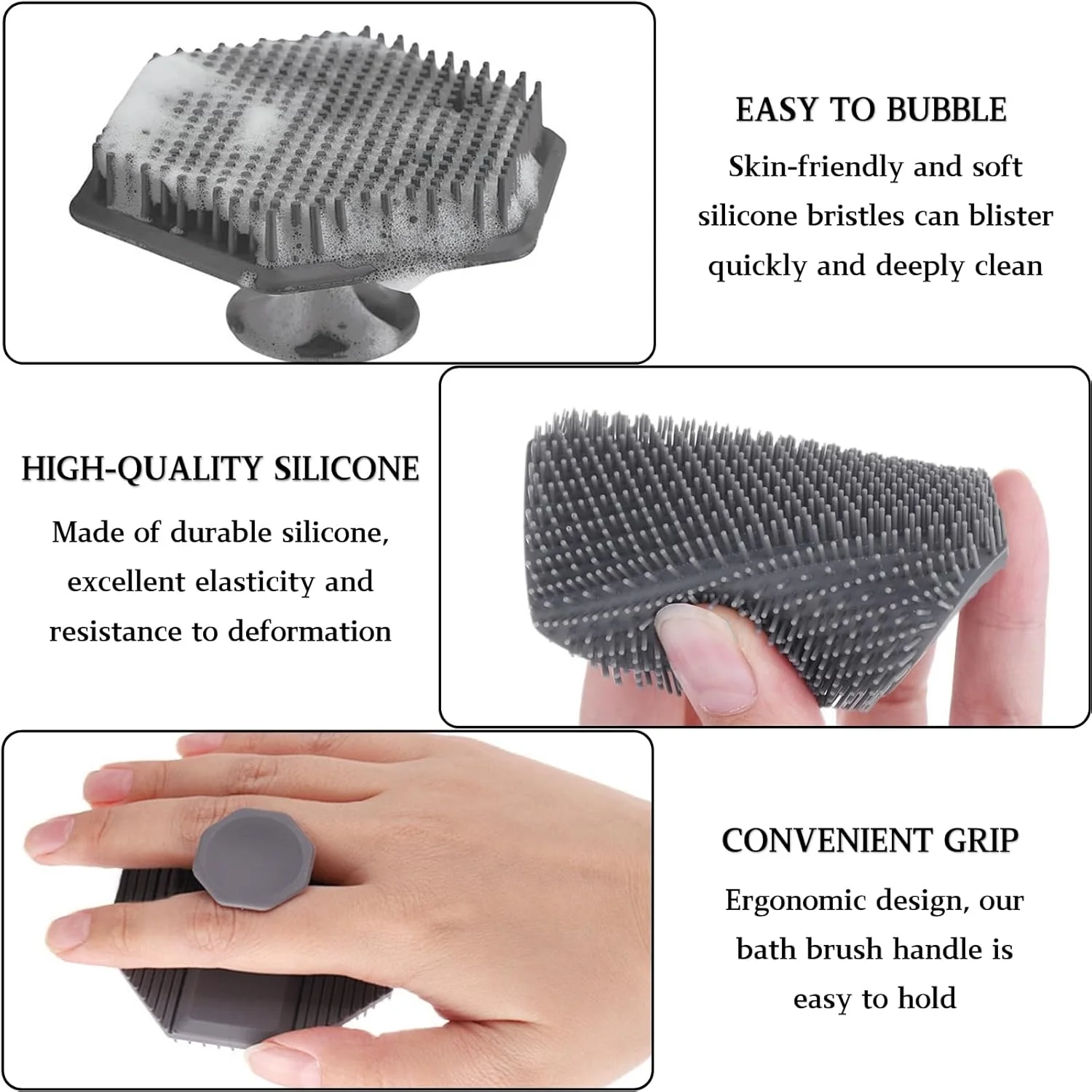 KEYRI 2 عدد اسکرابر سیلیکونی بدن، اسکرابر دستی ممتاز لایه بردار دوش برای پاکسازی عمیق، ماساژ حمام سونا، برس اسکراب بادوام بدن، اسکرابر ملایم صورت برای مردان و زنان (1 مشکی، 1 صورتی)