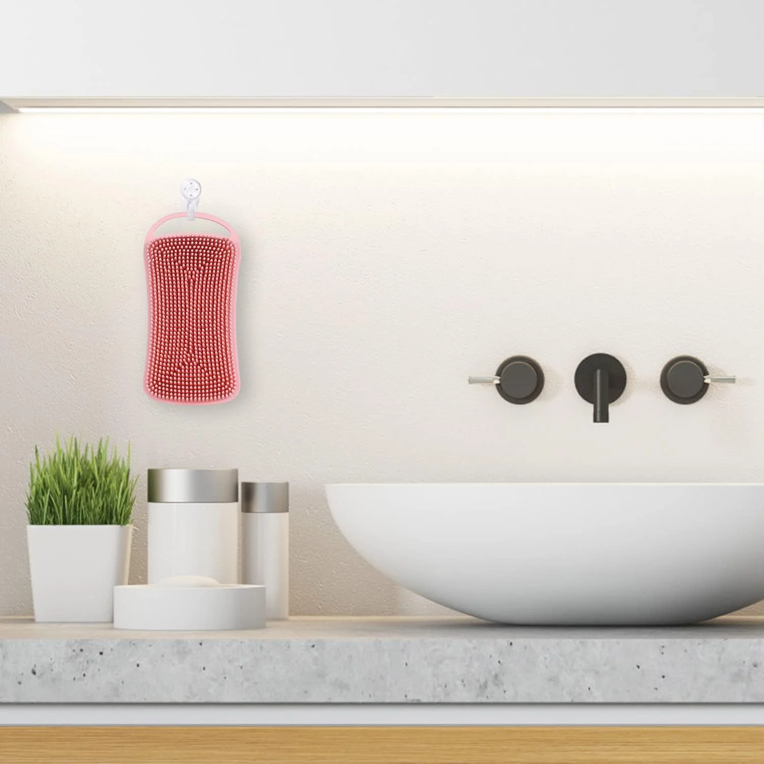 لیف سیلیکونی بدن KASTWAVE، 2 عدد لیف لایه بردار بدن، لیف نرم سیلیکونی، برس حمام و شامپو 2 در 1، پاک کننده و لایه بردار پوست برای پوست های حساس و انواع پوست (صورتی + مشکی)