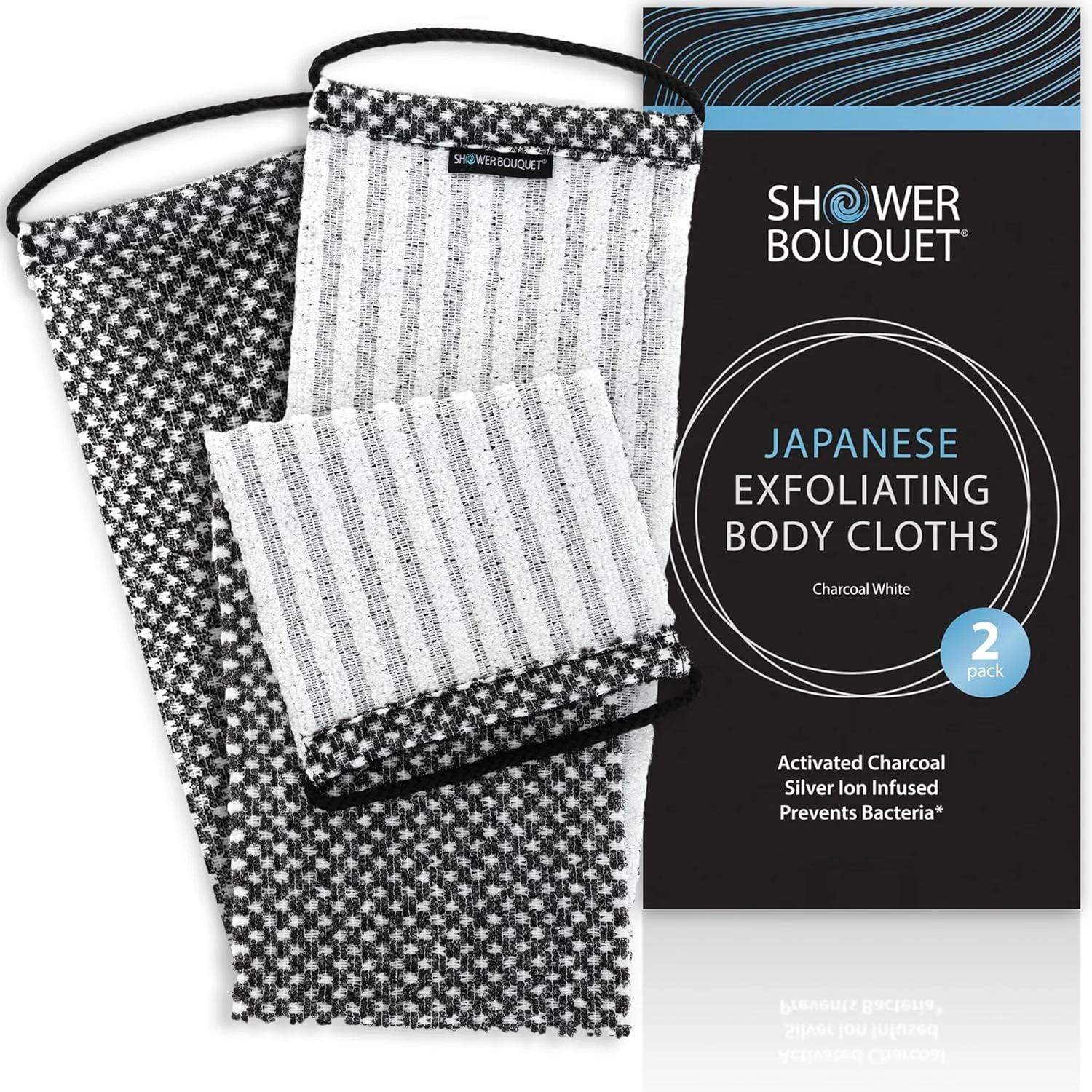 لیف لایه بردار ژاپنی برای پشت و بدن 2 عددی - حوله لایه بردار ذغال و یون نقره با دسته - لایه برداری ملایم دو طرفه و پارچه شستشوی بدن برای پاکسازی عمیق - 2 عدد سفید لیف لایه بردار ژاپنی برای پشت و بدن 2 عددی - حوله لایه بردار ذغال و یون نقره با دسته - لایه برداری ملایم دو طرفه و پارچه شستشوی بدن برای پاکسازی عمیق - 2 عدد سفید