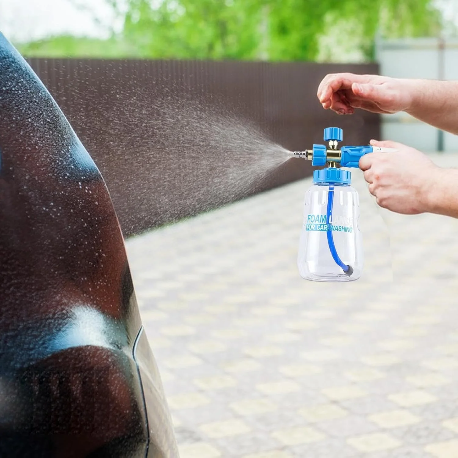 اسپری فوم کارواش 1 لیتری، بطری فشار دستی باغ با غلظت فوم قابل تنظیم، اتصال سریع، پمپ دستی فشار قوی چند منظوره برای خانه، حیوانات خانگی و نظافت فضای باز اسپری فوم کارواش 1 لیتری، بطری فشار دستی باغ با غلظت فوم قابل تنظیم، اتصال سریع، پمپ دستی فشار قوی چند منظوره برای خانه، حیوانات خانگی و نظافت فضای باز