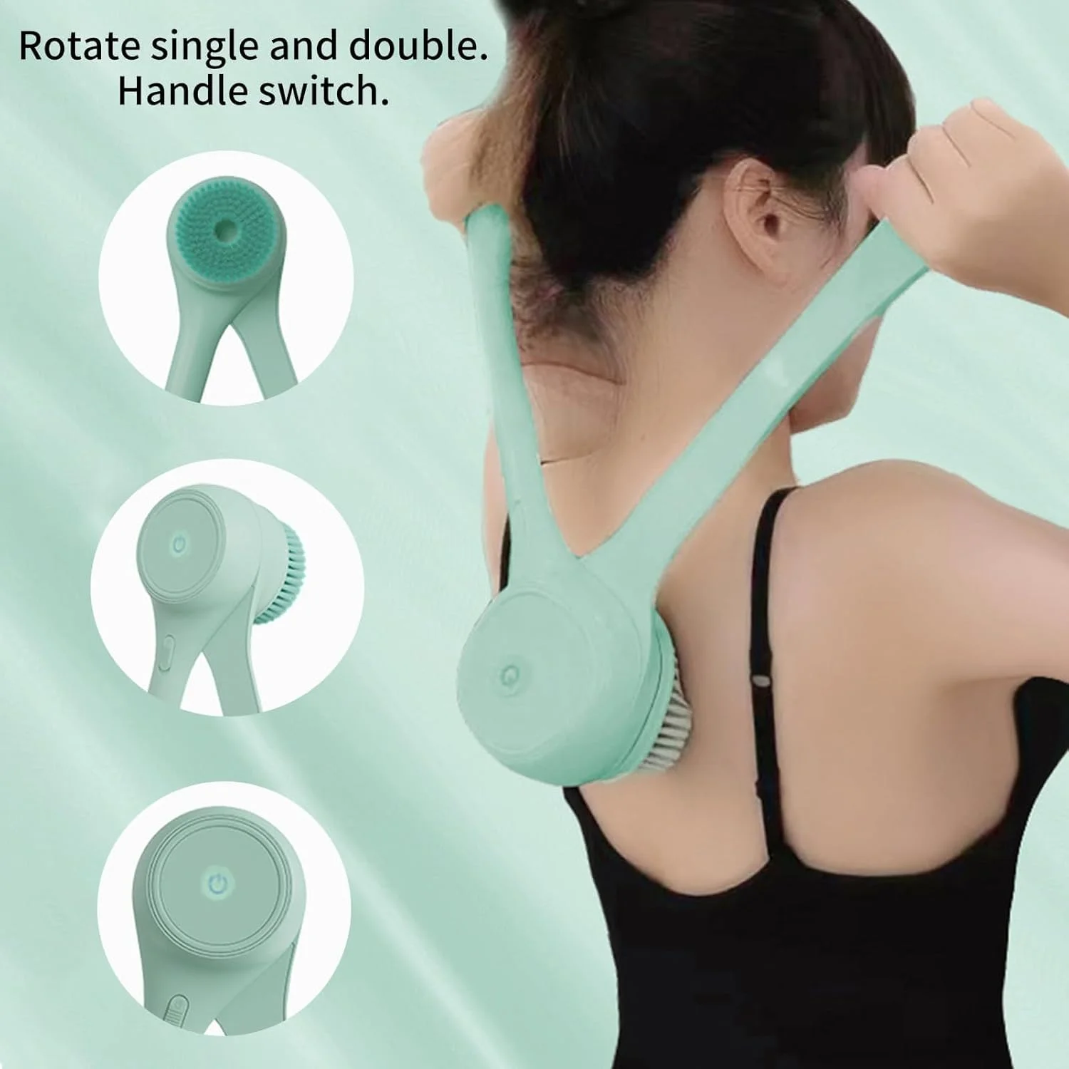 برس حمام دو دسته با 5 سر قابل تعویض، اسکرابر برقی بدن قابل شارژ آزونی، برس دوش لایه بردار و ماساژور چرخشی خودکار، ضد آب IPX7 برای پاکسازی عمیق برس حمام دو دسته با 5 سر قابل تعویض، اسکرابر برقی بدن قابل شارژ آزونی، برس دوش لایه بردار و ماساژور چرخشی خودکار، ضد آب IPX7 برای پاکسازی عمیق