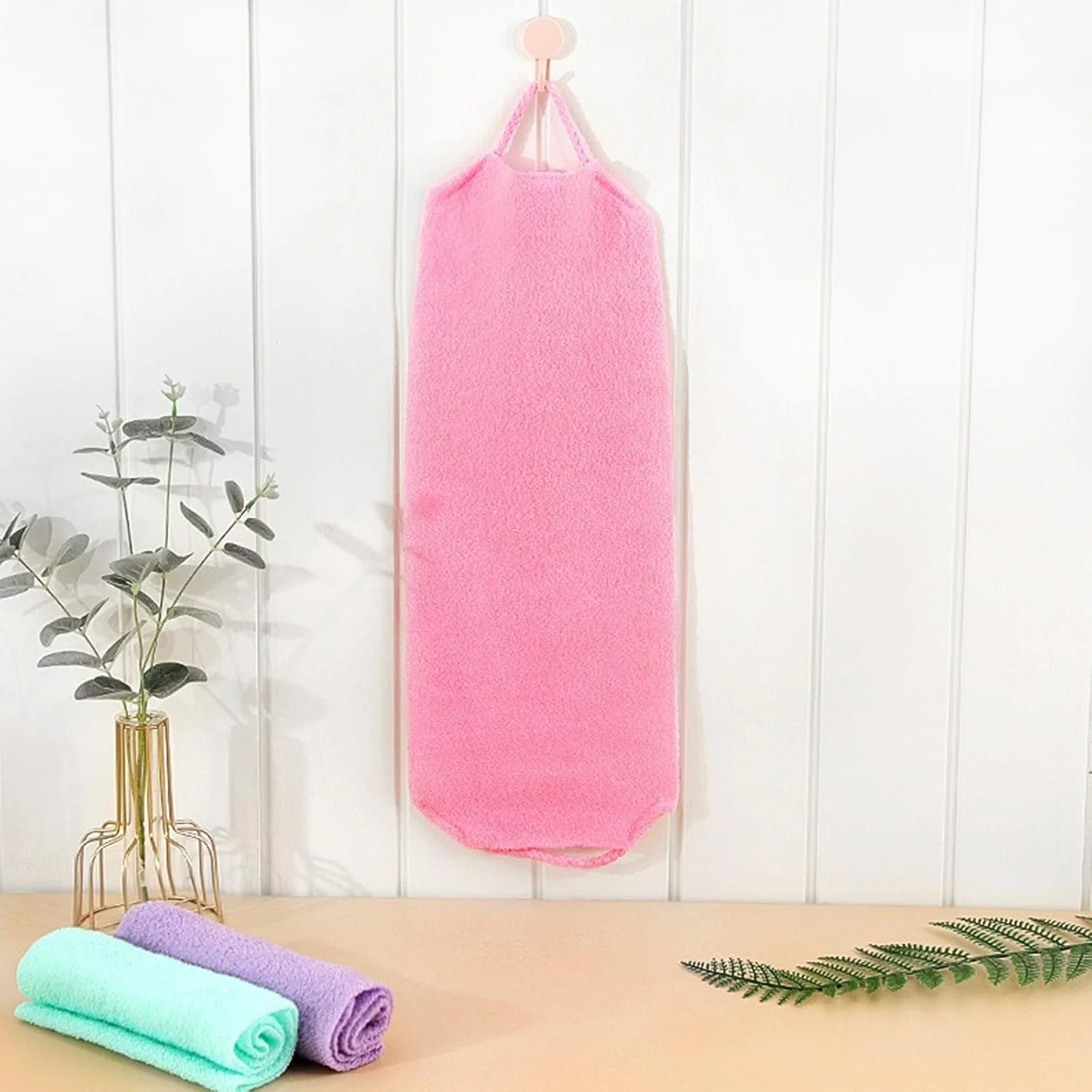 جکزورا 4 عدد لیف پشت شوی بدن، لیف تسمه ای با دسته، لیف نایلونی لایه بردار، لیف حمام با طول اضافی، لیف کششی دوش برای صورت و پشت، پاک کننده پوست، ماساژور زنانه و مردانه