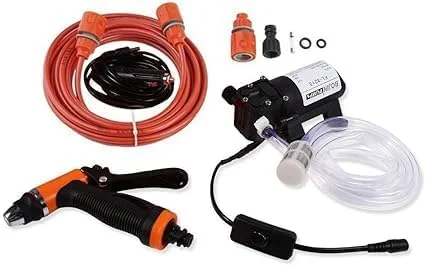 پمپ کارواش، پمپ آب خود مکش فشار قوی قابل حمل 12 ولت برای تمیز کردن سریع، کیت واشر برقی