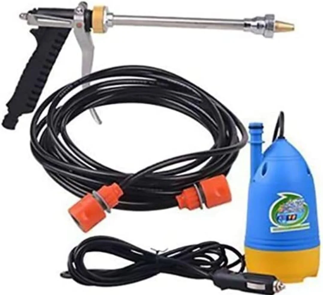 Portable Car Washer Set, 12V 80W High Pressure Pump, Garden Cleaning Machine with Spray Gun