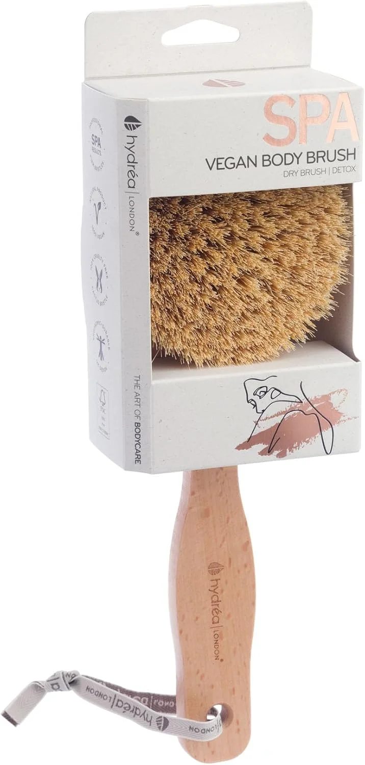 برس بدن خشک هیدریا لندن - برس لایه بردار ممتاز پوست خشک با موهای کاکتوس، برس گیاهی برای از بین بردن سلولیت، اسکرابر لایه بردار بدن برای تخلیه لنفاوی، چوب راش دارای گواهی FSC®