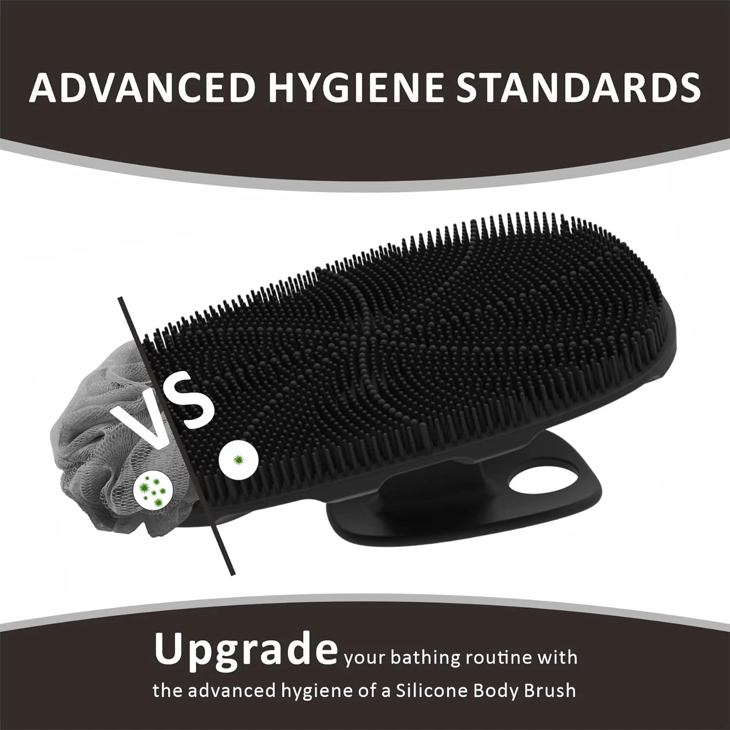 برس حمام سیلیکونی HieerBus برای آقایان و بانوان، مغذی، تمیز کننده و لایه بردار - دسته ضد لغزش، کف فراوان، ماندگاری بالا، تمیز کردن آسان و بهداشتی تر، 1 عدد، مشکی برس حمام سیلیکونی HieerBus برای آقایان و بانوان، مغذی، تمیز کننده و لایه بردار - دسته ضد لغزش، کف فراوان، ماندگاری بالا، تمیز کردن آسان و بهداشتی تر، 1 عدد، مشکی