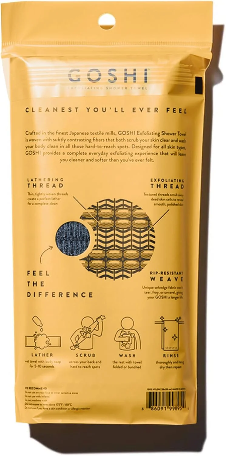 حوله حمام لایه بردار GOSHI - لیف لایه بردار مقاوم در برابر پارگی برای انواع پوست - ساخت ژاپن