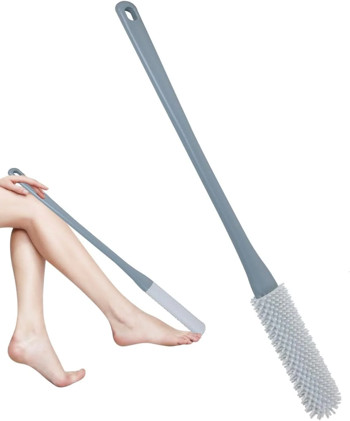 برس تمیز کننده انگشتان پا GLNRM - اسکرابر پا با دسته بلند 40 سانتی متری، برس سیلیکونی نرم لایه بردار پوست، اپلیکاتور لوسیون برای سالمندان، مردان و زنان | برس حمام پا