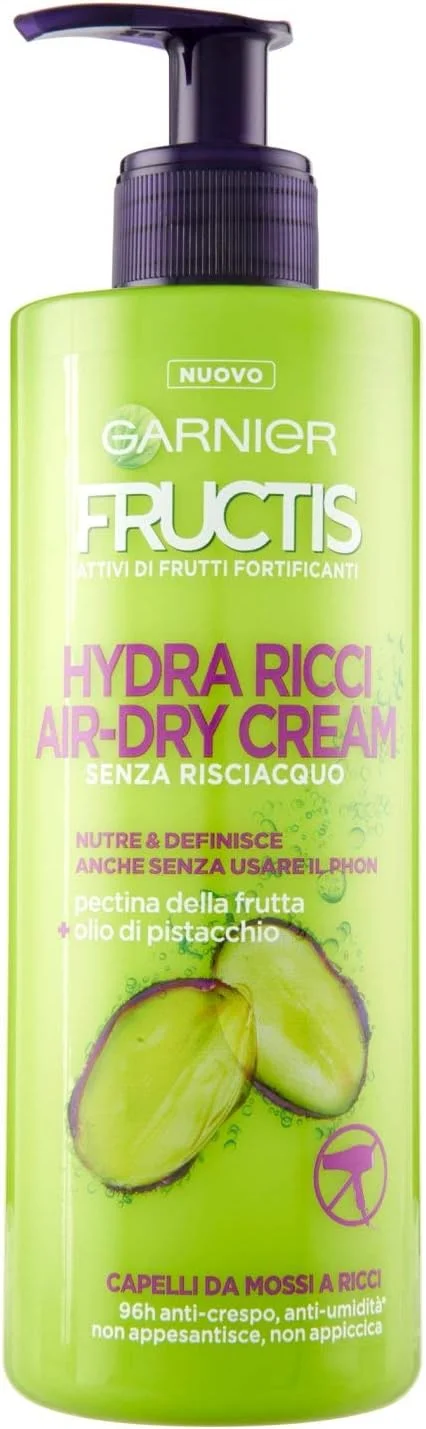 کرم مو گارنیه Fructis Hydra Ricci، مراقبت از مو بدون نیاز به آبکشی برای موهای موج دار تا فر، فرمول غنی شده با روغن پسته، 400 میلی لیتر