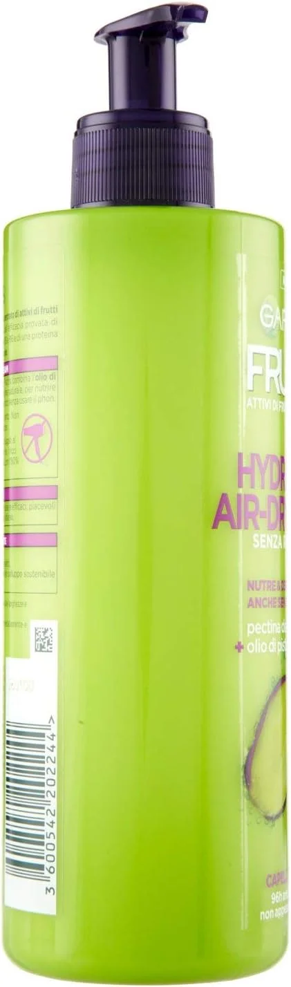 کرم مو گارنیه Fructis Hydra Ricci، مراقبت از مو بدون نیاز به آبکشی برای موهای موج دار تا فر، فرمول غنی شده با روغن پسته، 400 میلی لیتر