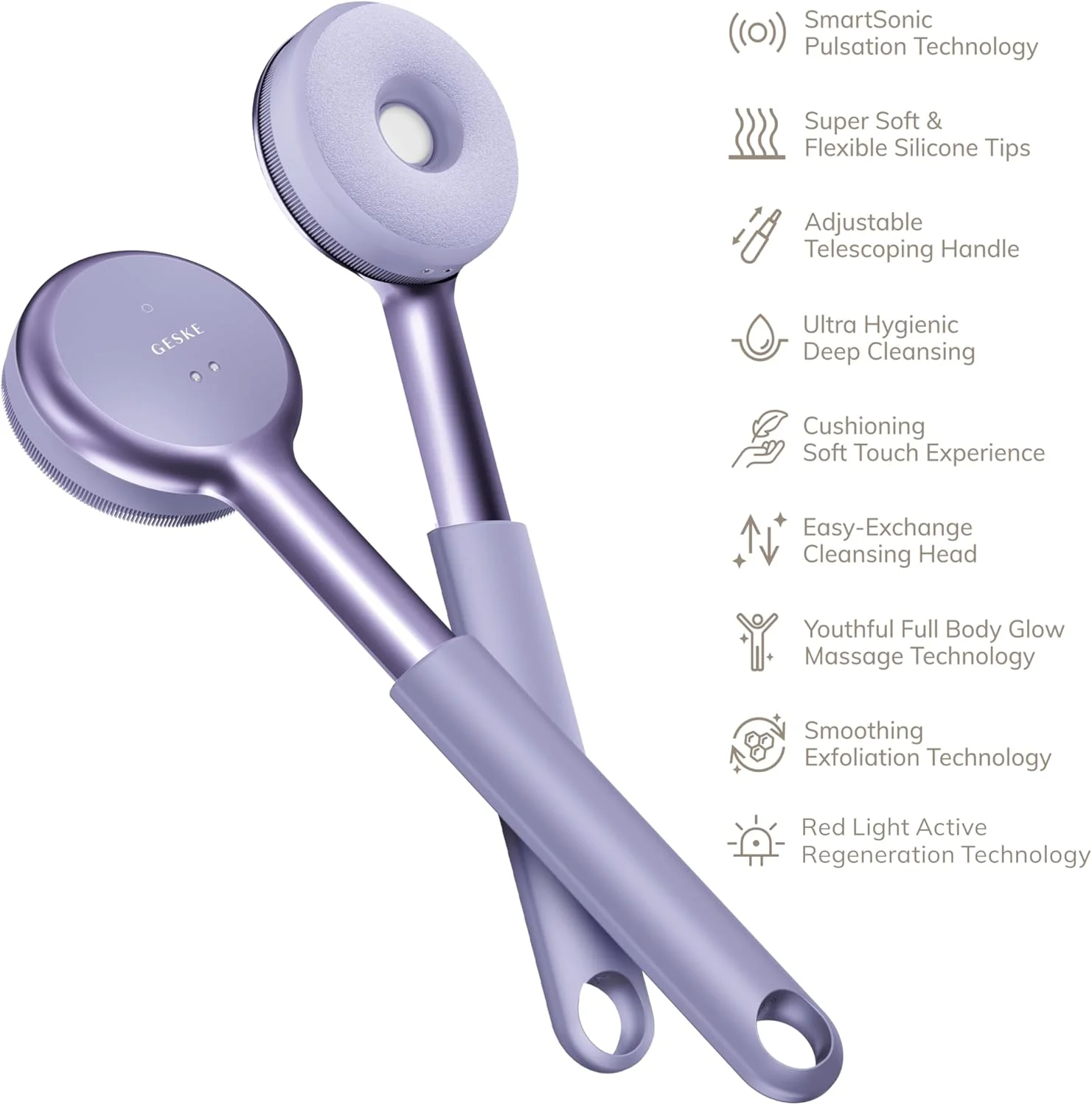 برس تمام بدن LED Sonic GESKE | 9 در 1 | برس پاک کننده بدن و لایه بردار قوی با LED | با پالس های SmartSonic | پاکسازی عمیق و ماساژ تخصصی | از بین برنده پوست خشن | دسته قابل تنظیم برس تمام بدن LED Sonic GESKE | 9 در 1 | برس پاک کننده بدن و لایه بردار قوی با LED | با پالس های SmartSonic | پاکسازی عمیق و ماساژ تخصصی | از بین برنده پوست خشن | دسته قابل تنظیم
