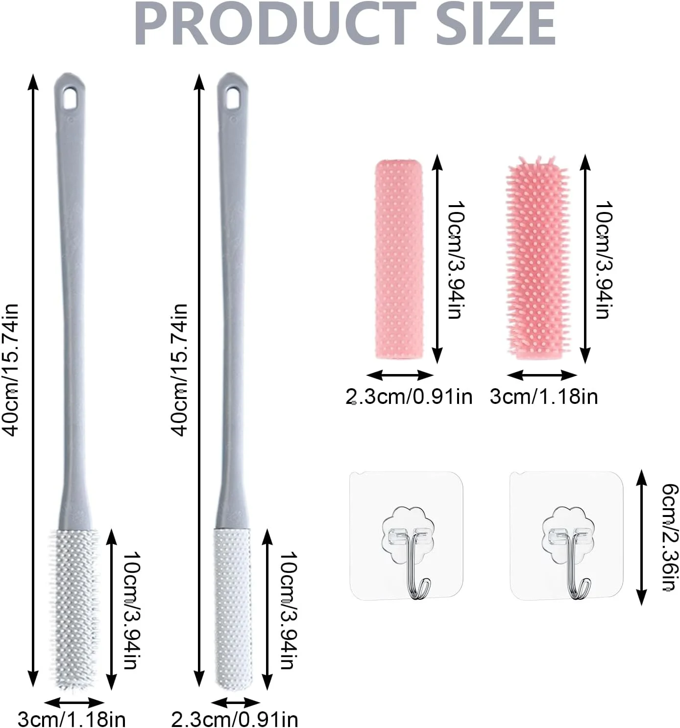 GEDEUBAN بسته 2 عددی برس تمیز کننده فاصله انگشتان پا سیلیکونی 15.7 اینچی با دسته بلند، اسکرابر انگشتان پا برای دوش