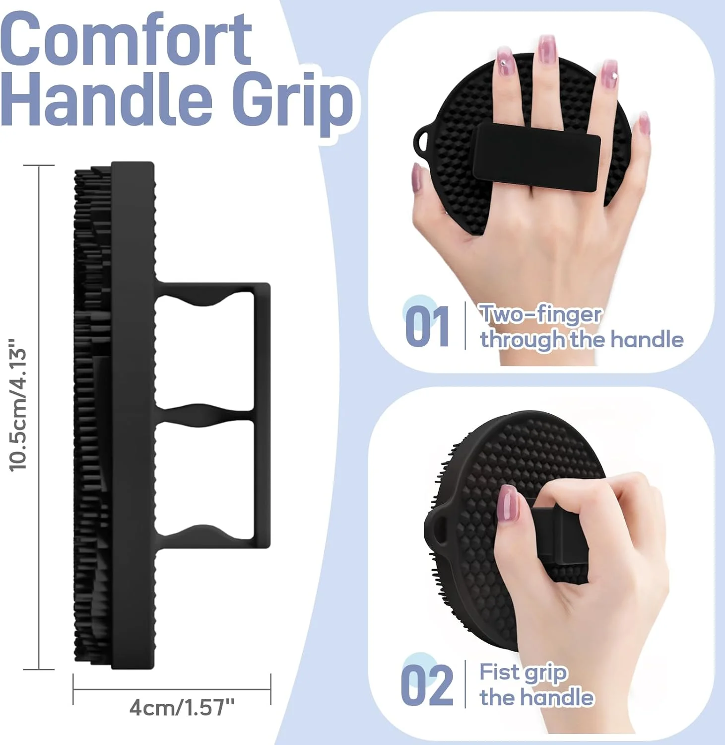 لیف سیلیکونی بدن GEENOA، لیف لایه بردار بدن با موهای متراکم و دسته راحت، لیف سیلیکونی فوق العاده کف کننده و پاک کننده عمیق برای استفاده در حمام (مشکی+صورتی)