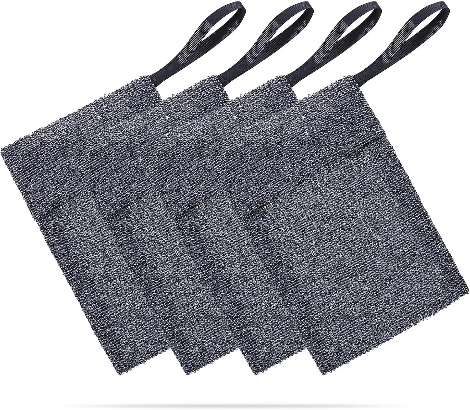 4 عدد کیسه صابون توری، کیسه محافظ صابون میله ای برای فوم دهی عمیق حمام، کیسه اسفنجی لیف صابون بدن، کیسه ایجاد کف صابون برای دوش، کیسه های صابون زبر در حمام (خاکستری)