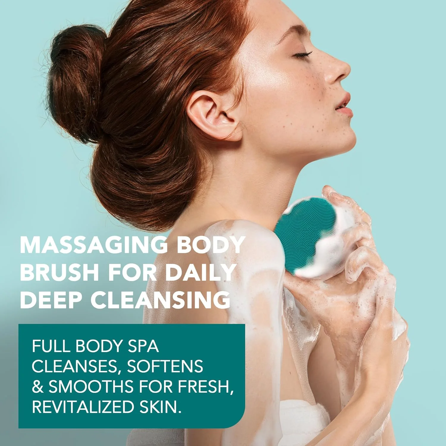 FOREO LUNA 4 body Evergreen - برس ماساژ بدن - پاک کننده و لایه بردار کل بدن - اسکرابر لایه بردار بدن - برای تخلیه لنفاوی و درمان موهای زیر پوستی - 100% ضد آب - قابل شارژ با USB