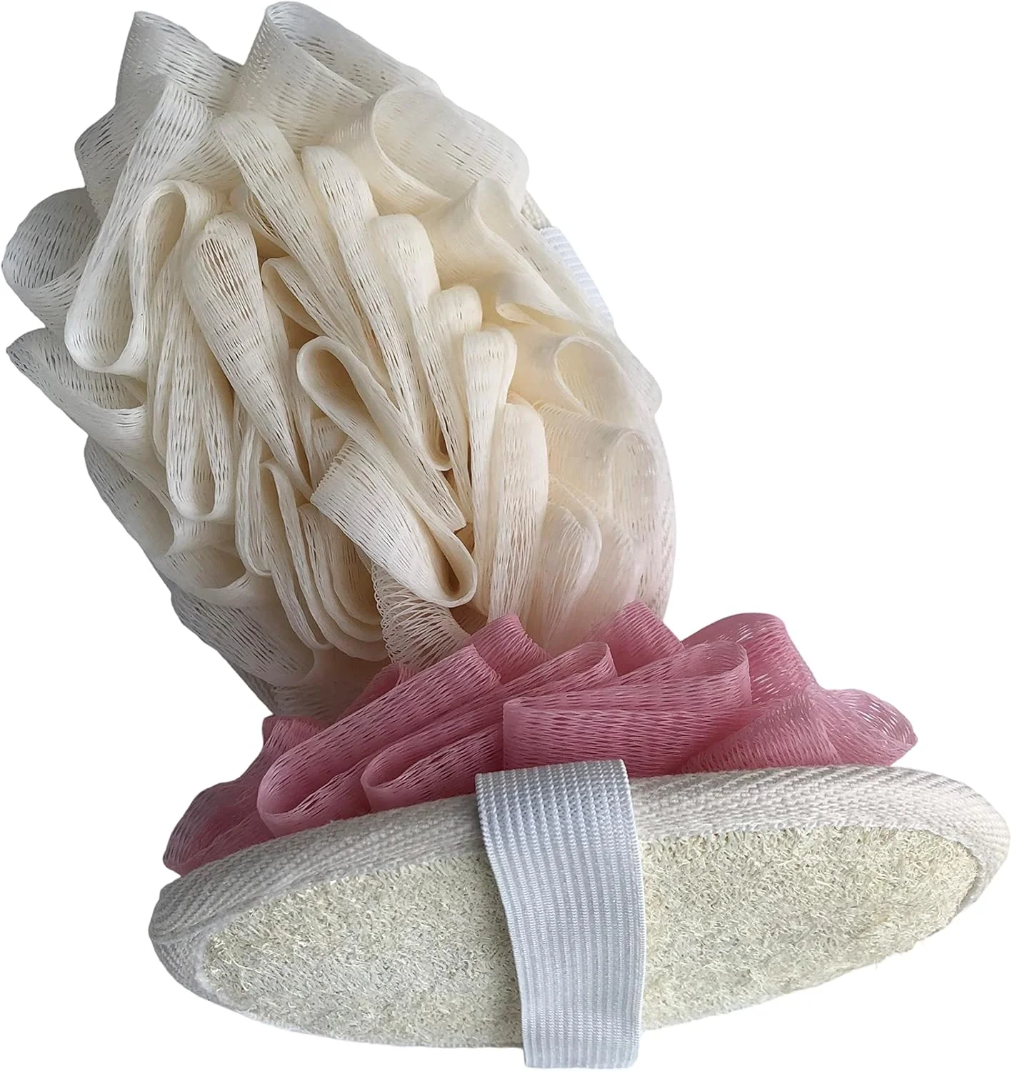 لیف بدن فووما، بسته 2 عددی، پف دوش مسافرتی با بند الاستیک، لایه بردار، قابل شستشو، پد لیف توری، توپ گل لیف، اسکرابر بزرگ بدن برای مردان و زنان