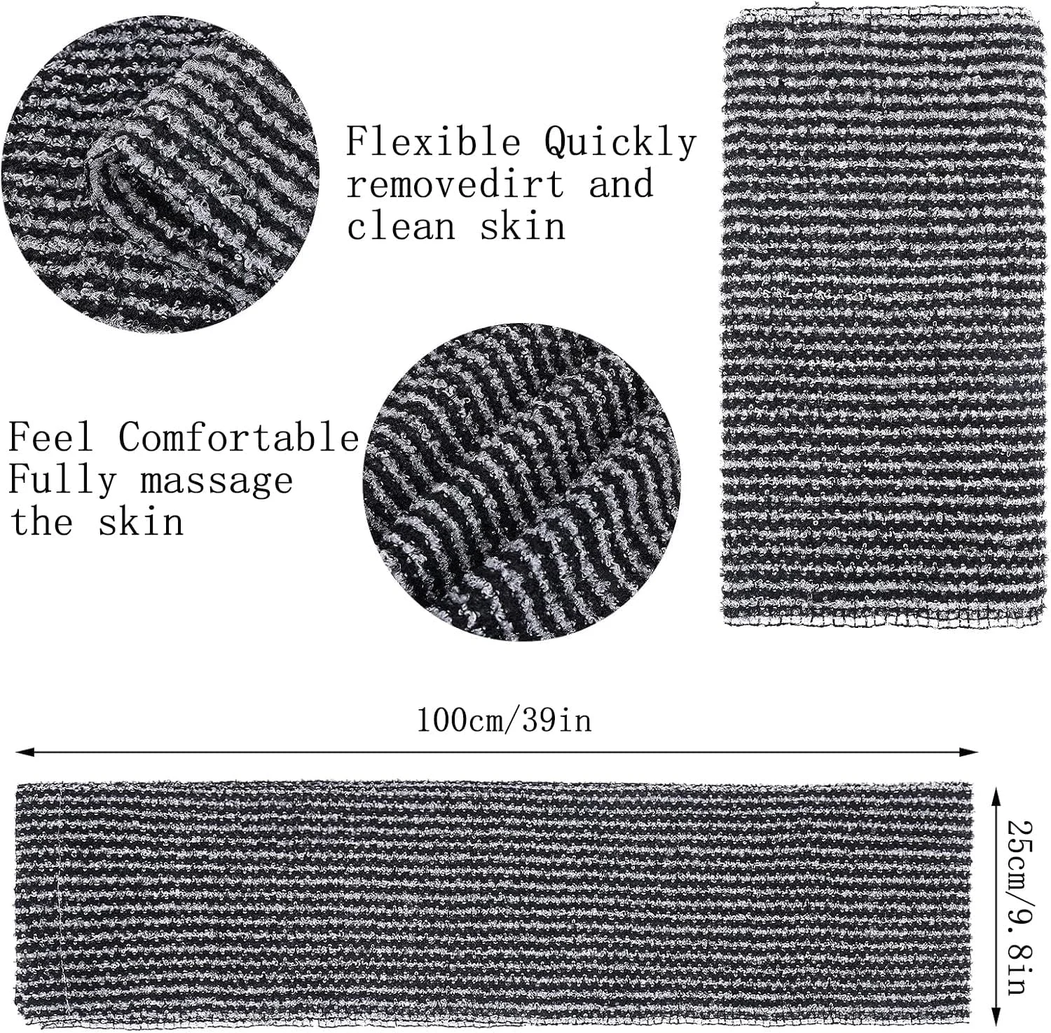 لیف لایه بردار، حوله لایه بردار طرح شبکه ای مشکی، اسکرابر لایه بردار بدن، برای لایه برداری پوست آقایان و بانوان (1 عدد)