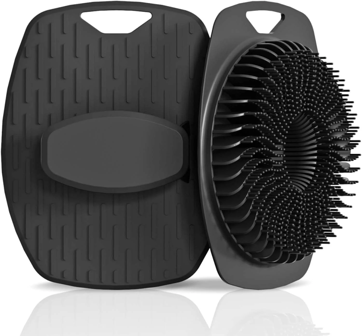 Exfoliating Silicone Body Scrubber, Silicone Face Washer, Pack of 2, Exfoliating Body Scrubber with Storage Hook, Black Bath Brush for Cleaning and Massage, Children's Body Washer, Bath Accessories