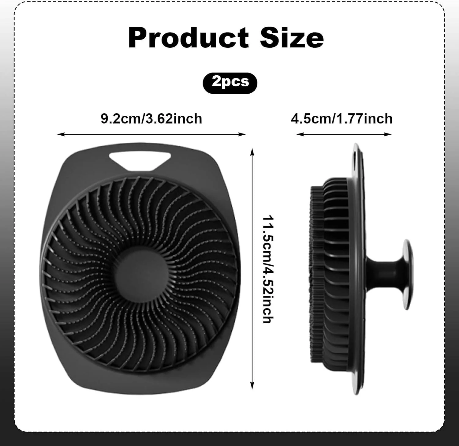 Exfoliating Silicone Body Scrubber, Silicone Face Washer, Pack of 2, Exfoliating Body Scrubber with Storage Hook, Black Bath Brush for Cleaning and Massage, Children's Body Washer, Bath Accessories