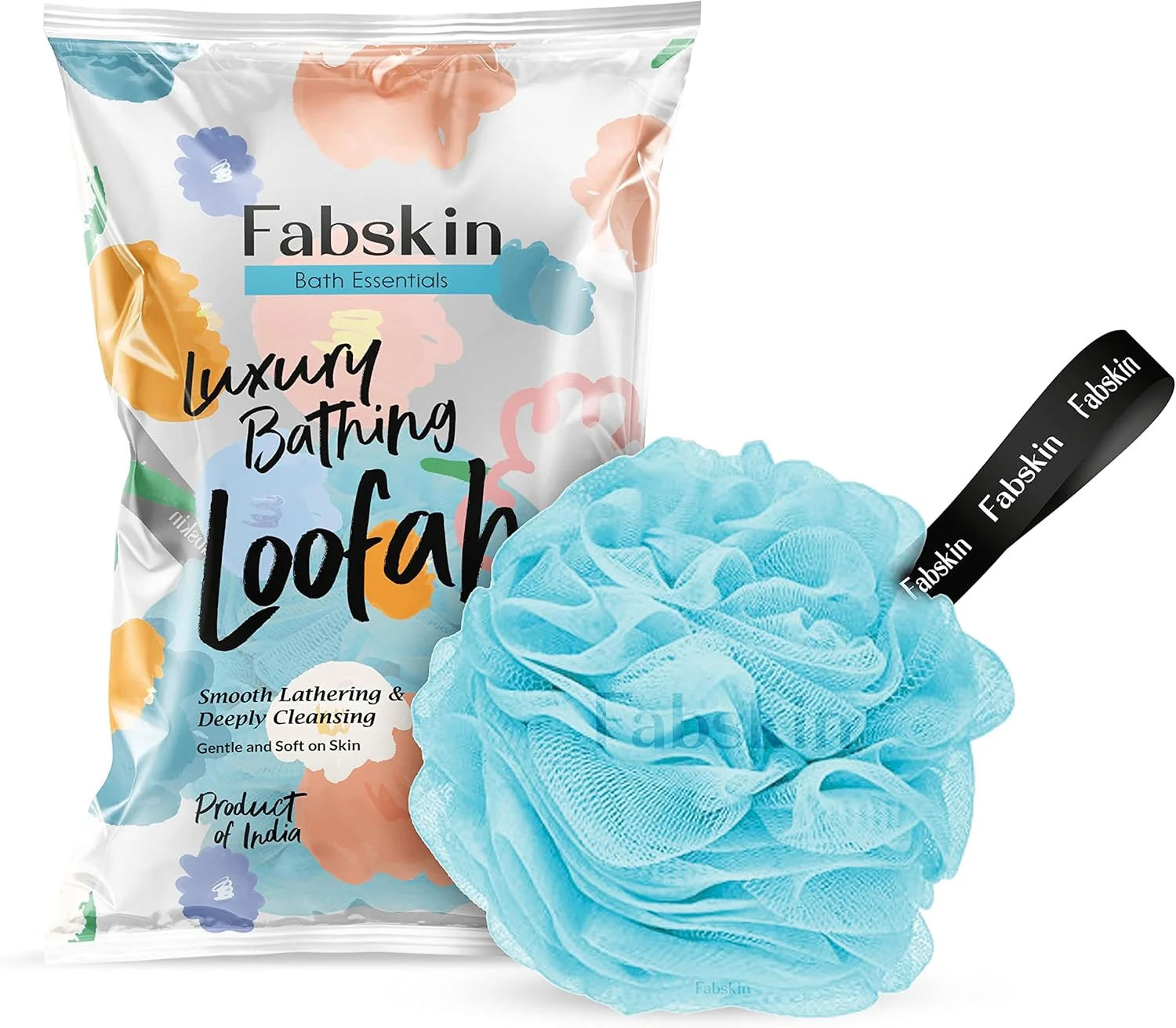 FABSKIN Loofah for Bathing | Bath Shower Loofah Sponge Scrubber Exfoliator for Women and Men | Bathing Sponge | Body Wash Scrub for Bathing | Bath Scrubber For Body (BLUE)