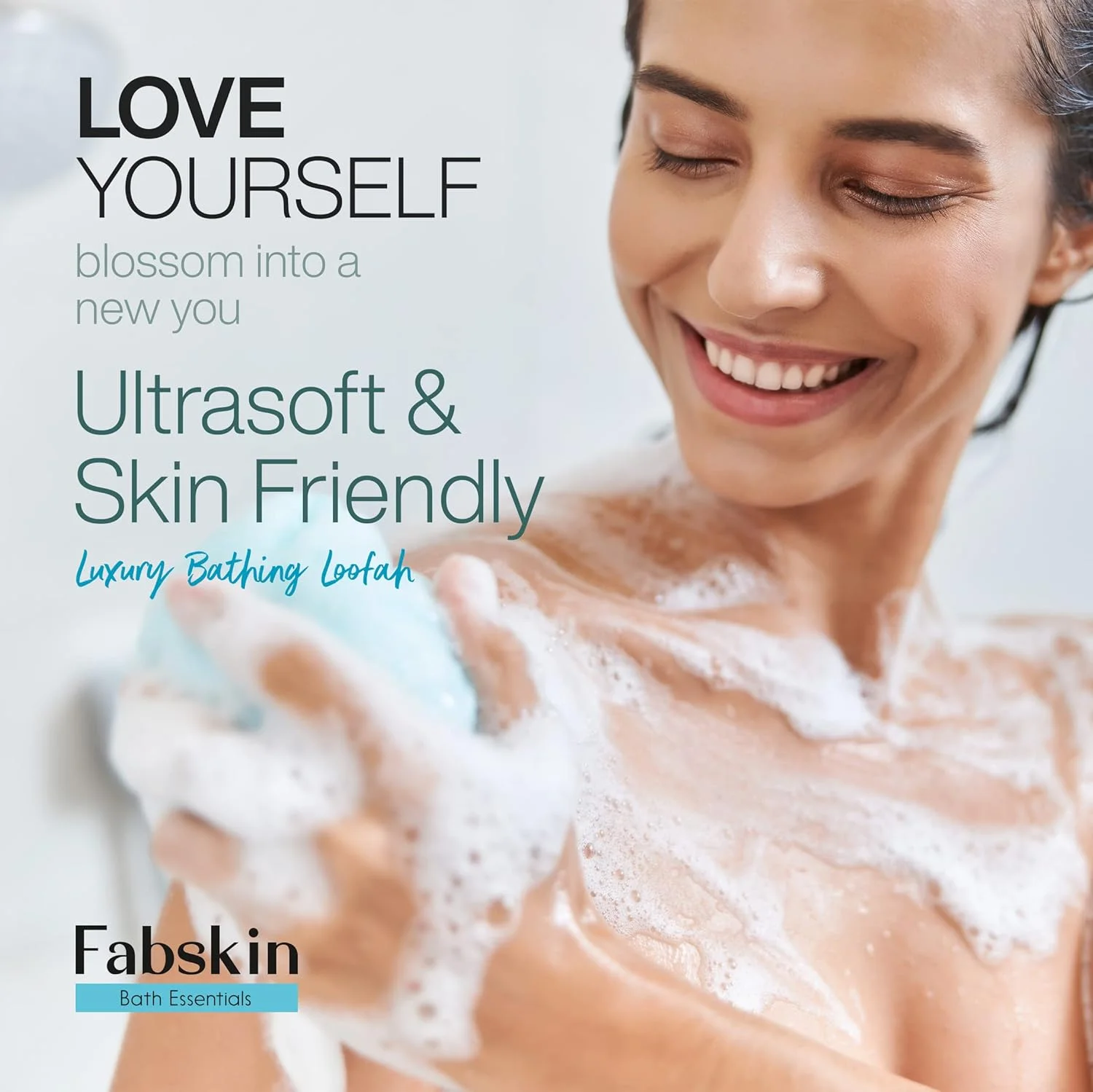 FABSKIN Loofah for Bathing | Bath Shower Loofah Sponge Scrubber Exfoliator for Women and Men | Bathing Sponge | Body Wash Scrub for Bathing | Bath Scrubber For Body (BLUE)
