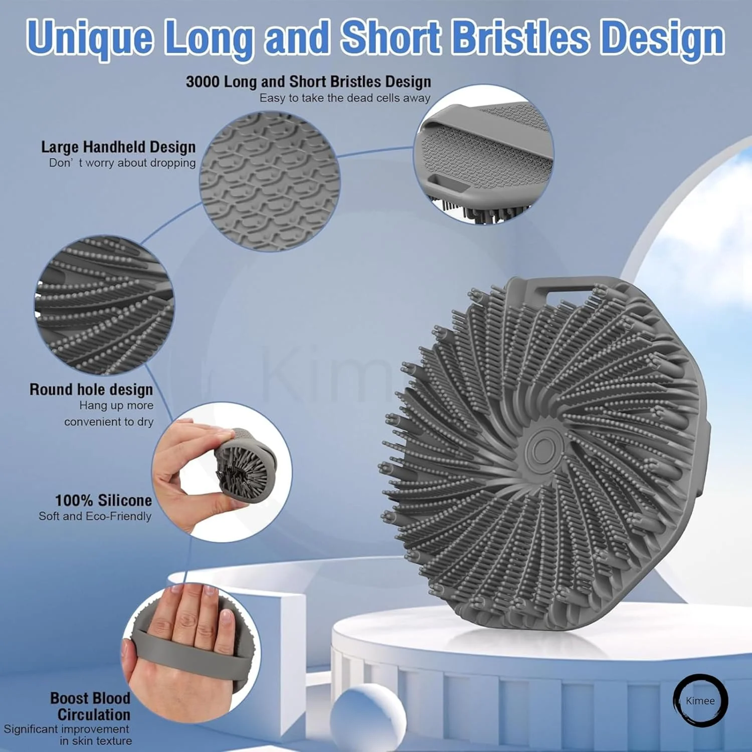 کیمه برس سیلیکونی لایه بردار بدن 2 در 1، برس دوش سیلیکونی، اسفنج حمام ماساژور با موهای طبیعی، لایه برداری ملایم پوست برای صورت و بدن، برجستگی های ماساژ گردش خون را بهبود می بخشد…
