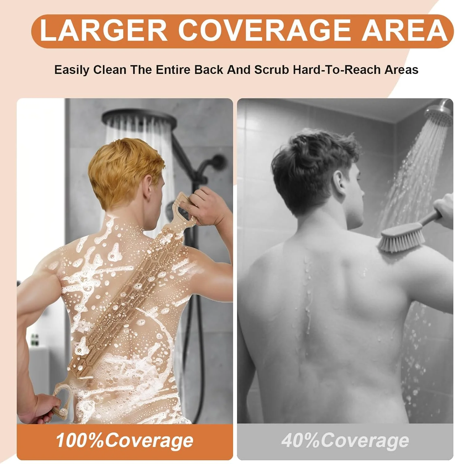 لیف اسکرابر پشت برای حمام، برس ماساژ پشت، لیف شستشوی دو طرفه برای تمیز کردن عمیق بدن برای مراقبت از پوست مردان و زنان (قهوه ای)