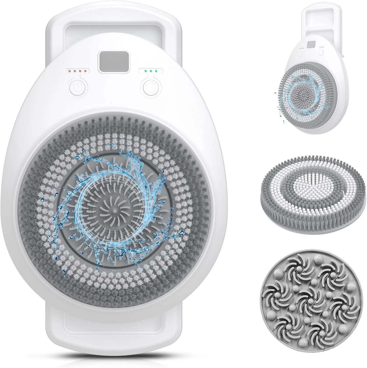 برس لایه بردار هوشمند دیواری، اسکرابر برقی بدن با 4 سر قابل تعویض، اسکرابر بزرگ 7 اینچی برای دیوار حمام، اسکرابر چرخشی با قابلیت تنظیم 3 سرعت برای پاکسازی پشت