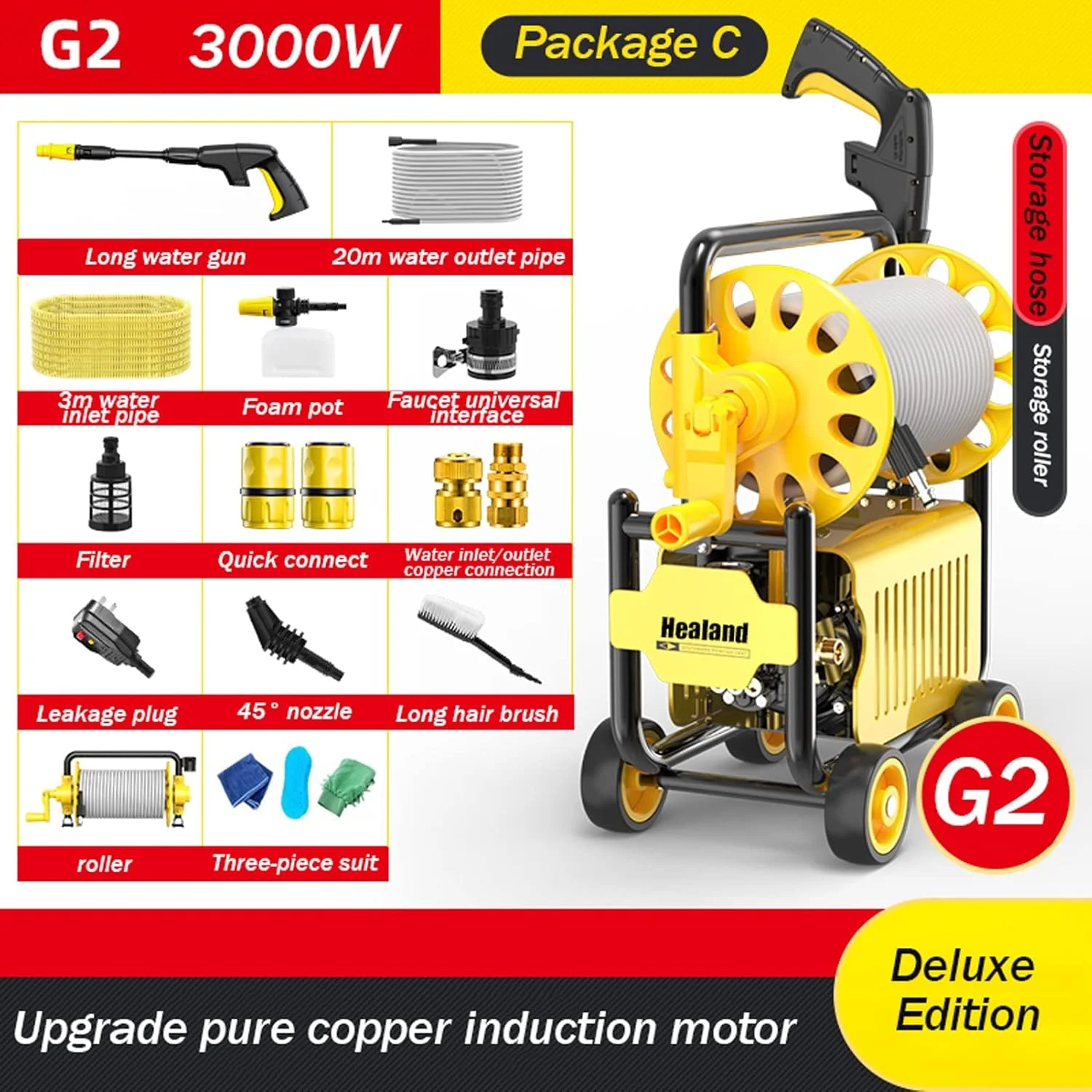 دستگاه کارواش فشار قوی GGFIJHV، کارواش 3000 واتی، ژنراتور فوم آب شویی اتوماتیک، پمپ آب تمیز کننده ماشین