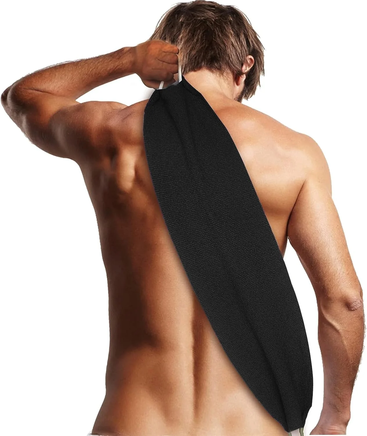 لیف اسکراب پشت شور Evridwear برای حمام - لیف دو طرفه بدن با دسته، پاک کننده عمیق، ماساژ و لایه برداری، مناسب برای آقایان و بانوان، شاداب کننده پوست و بهبود گردش خون (مشکی)